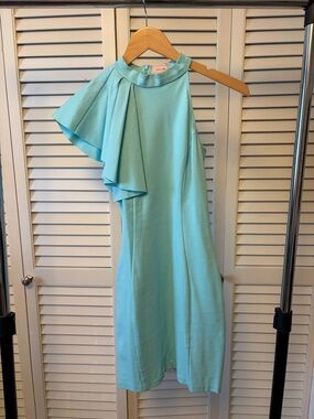 love...ady One-Shoulder Ruffle Dress - Aqua Blue